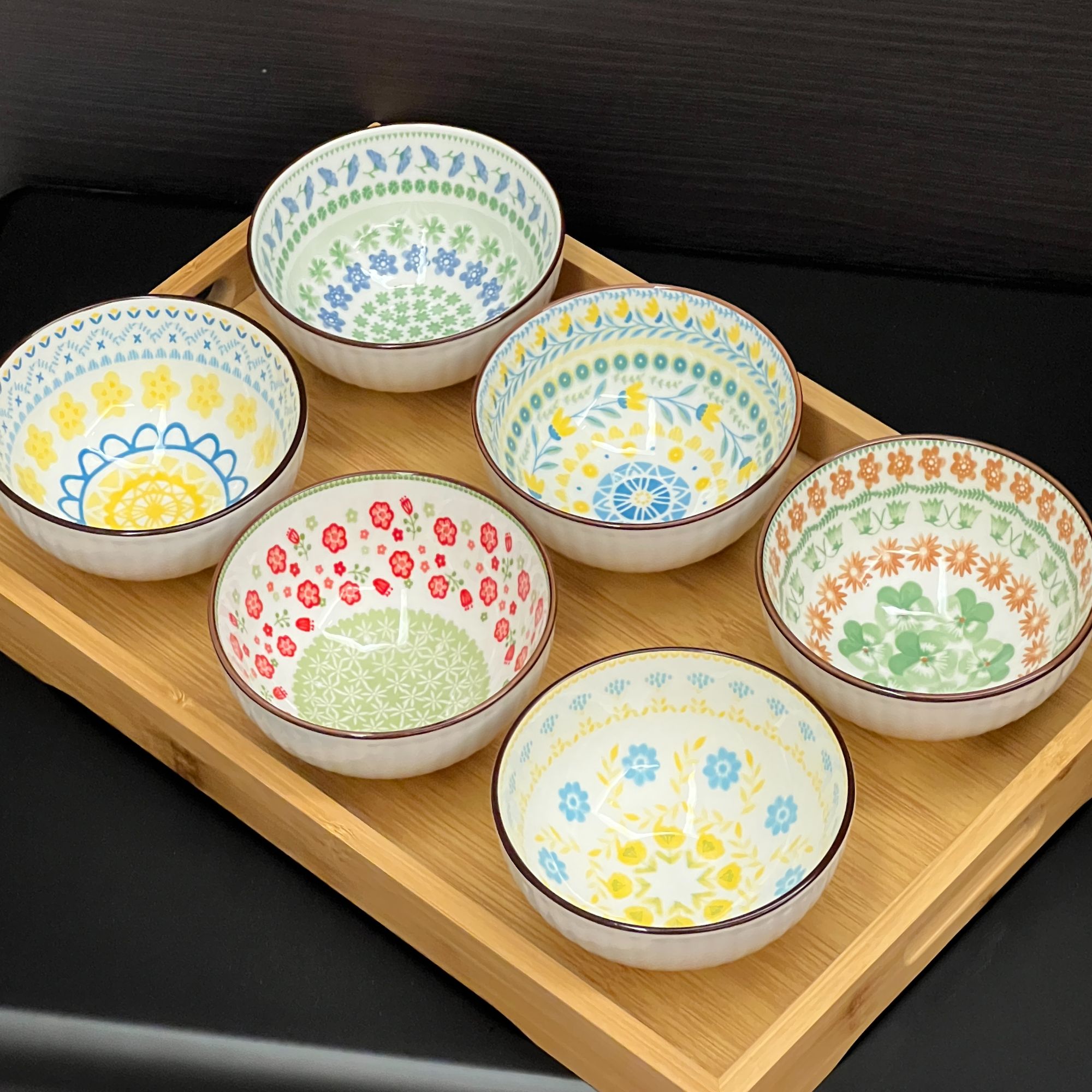 春暖花开 六色4.5英寸米饭碗 餐具家用创意陶瓷吃饭碗釉下彩网红