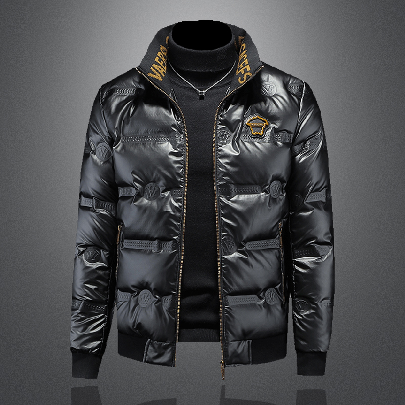 欧洲站新款潮牌加厚羽绒服男士短款防水保暖立领青年修身冬季外套