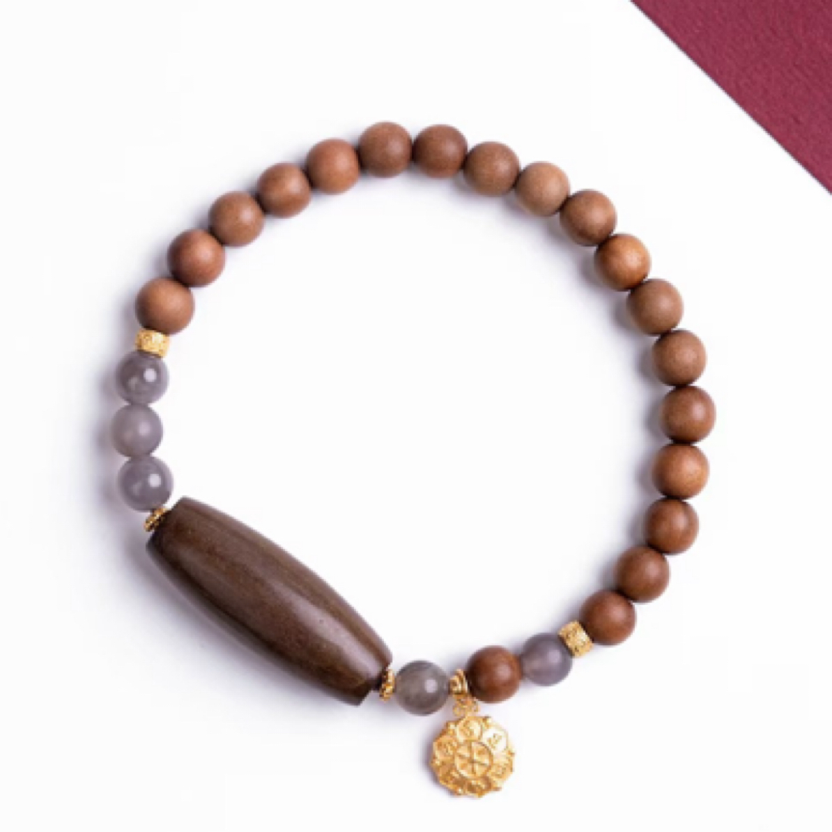 阴沉老山檀香天珠6mm时尚百搭和田玉单圈手串