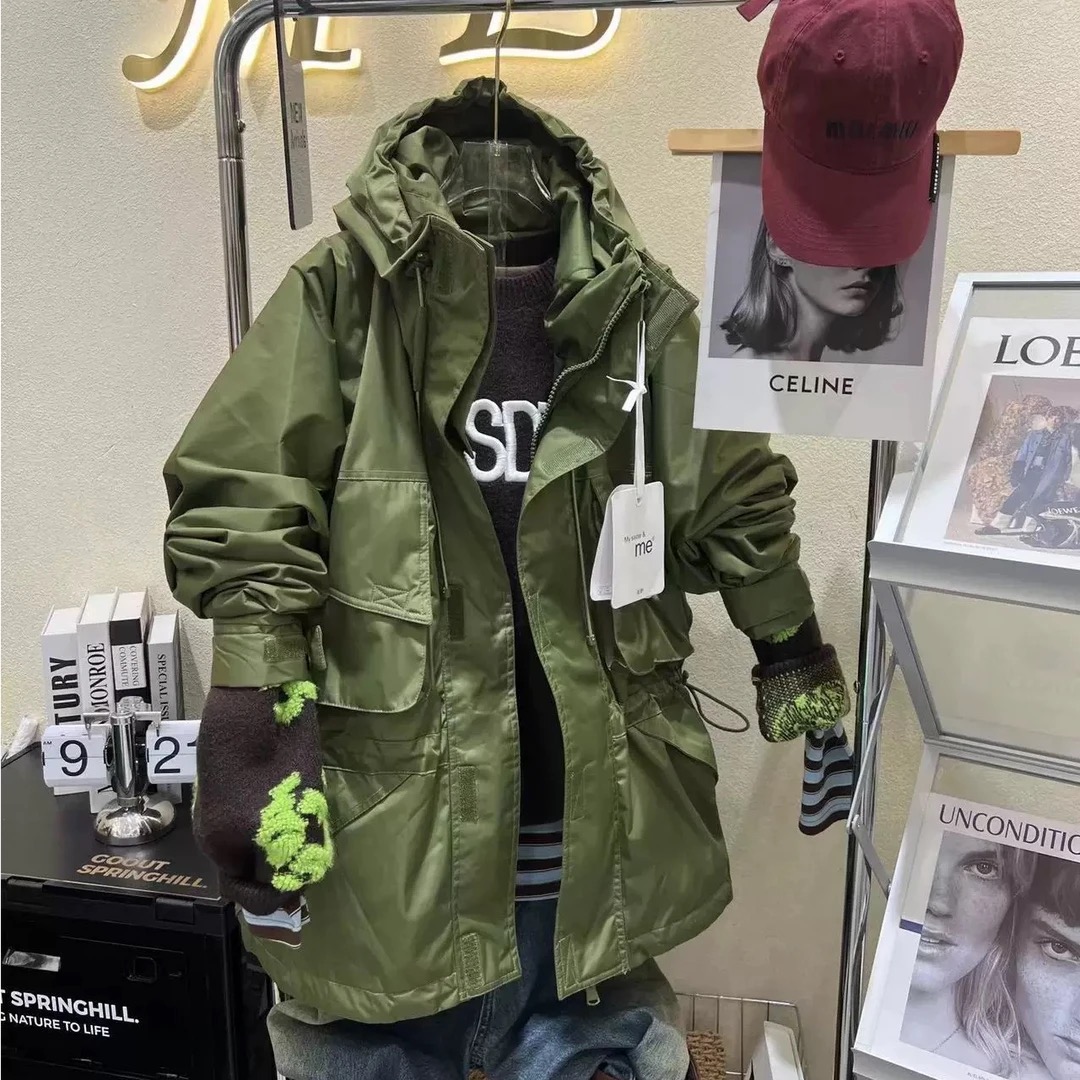 2025春季瑞野me sister my休闲宽松连帽收腰假面加厚冲锋衣女1503