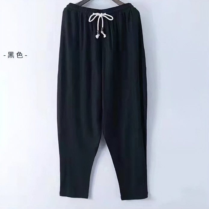 蒙鲤国风男士9910款春夏季萝卜裤宽松黑色休闲薄款时尚男装百搭