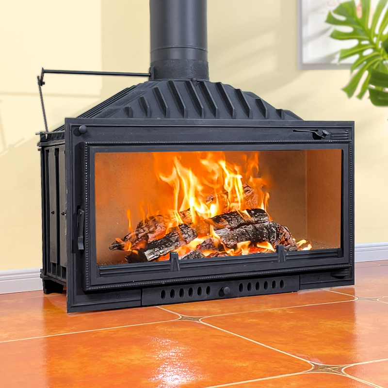 真火壁炉燃木柴农村铸铁嵌入式真火壁炉别墅室内家用烧柴取暖壁炉