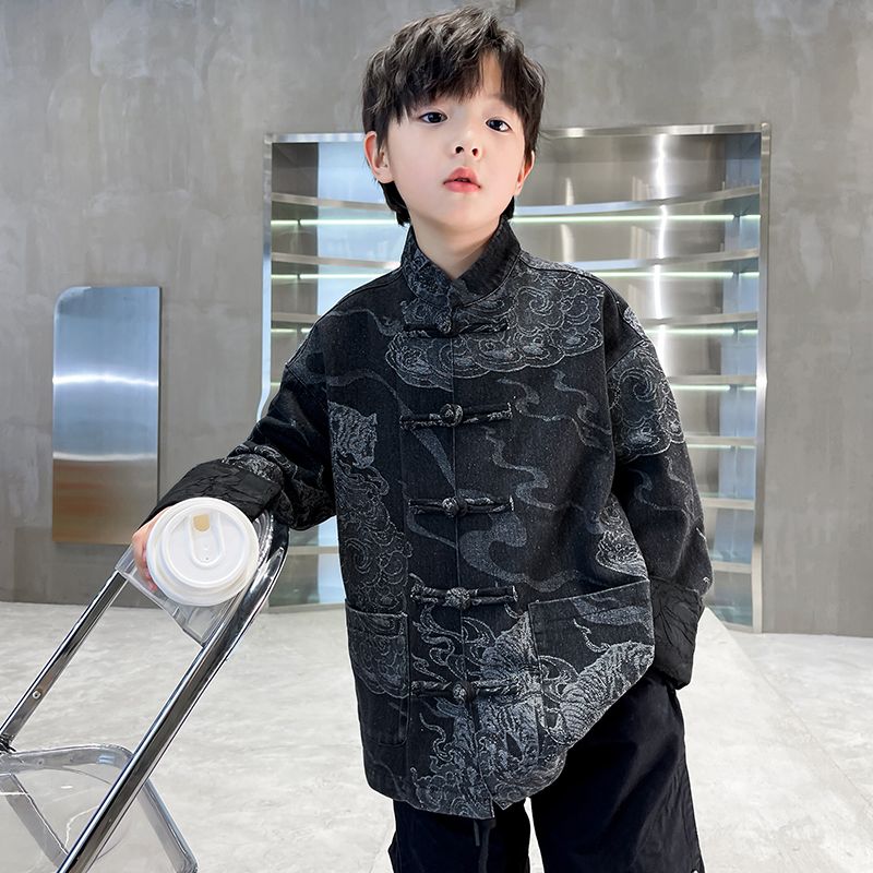 儿童装男童汉服秋装2023新款古风秋季唐装男孩外套春秋大童中国风