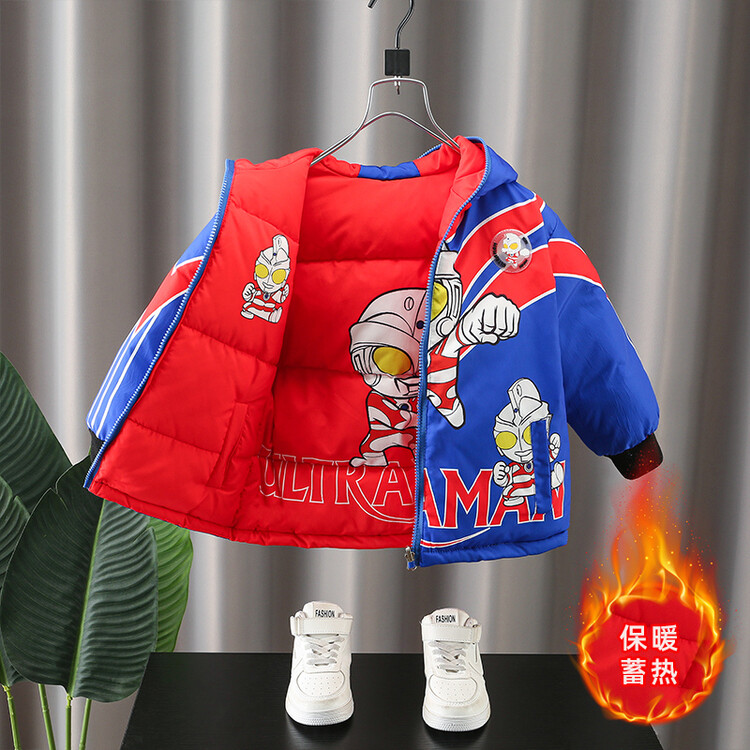 棉内胆儿童上衣童装宝宝加厚保暖秋冬洋气外穿连帽冬季冬款奥特曼
