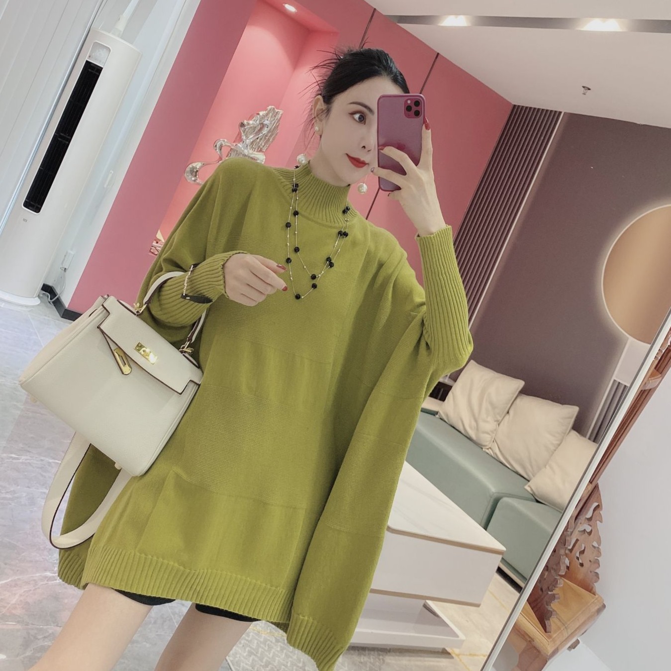 【橦颜推荐】立领蝙蝠袖宽松慵懒毛衣9380(9.23)