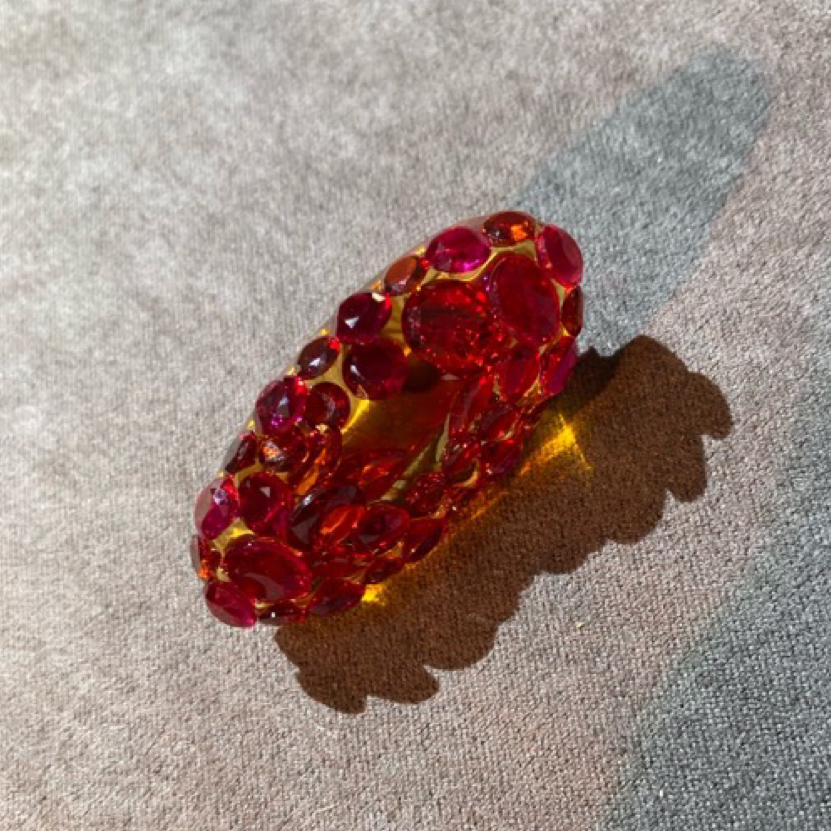 小圆胖红刚玉粉红宝原创设计手作发夹A03