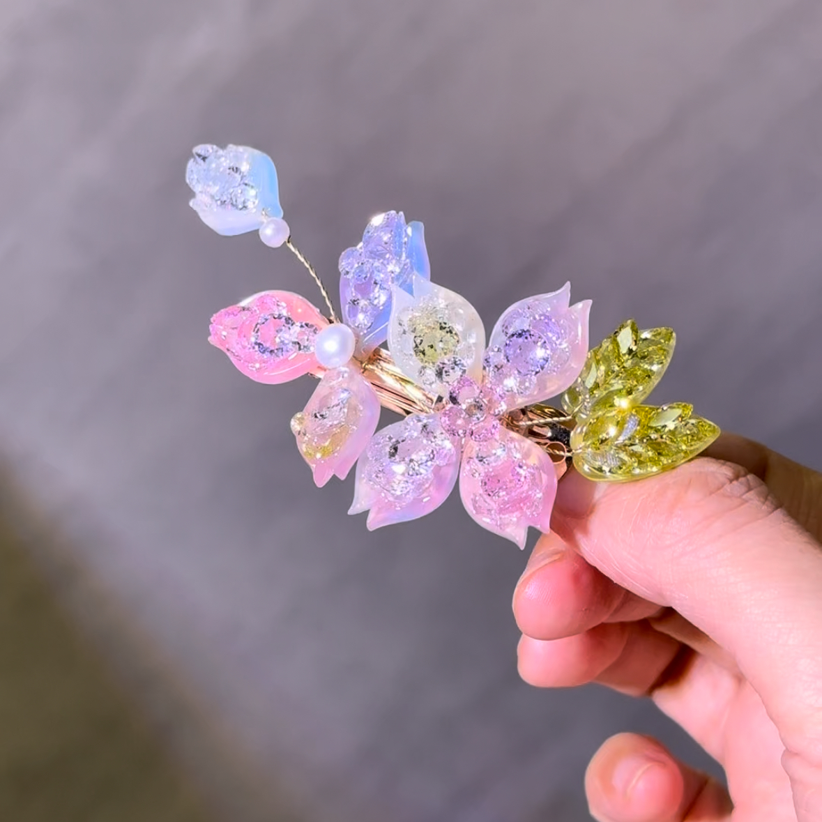 花花原创 彩色花瓣弹簧夹（每支花瓣会略有不同 颜色随机）