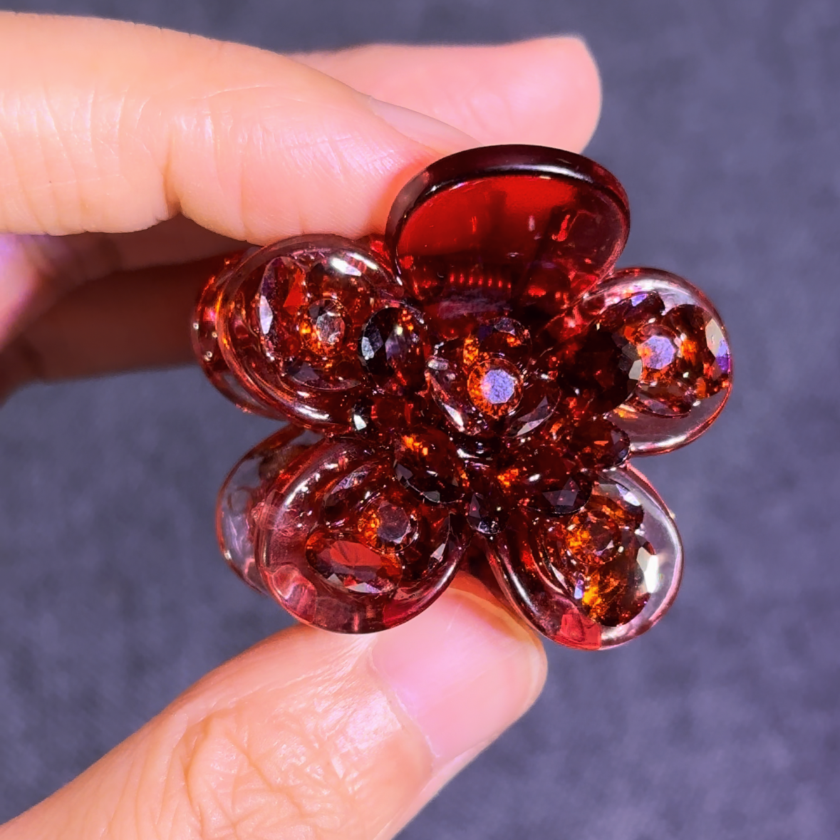 红石榴花小抓夹原创设计手作发夹