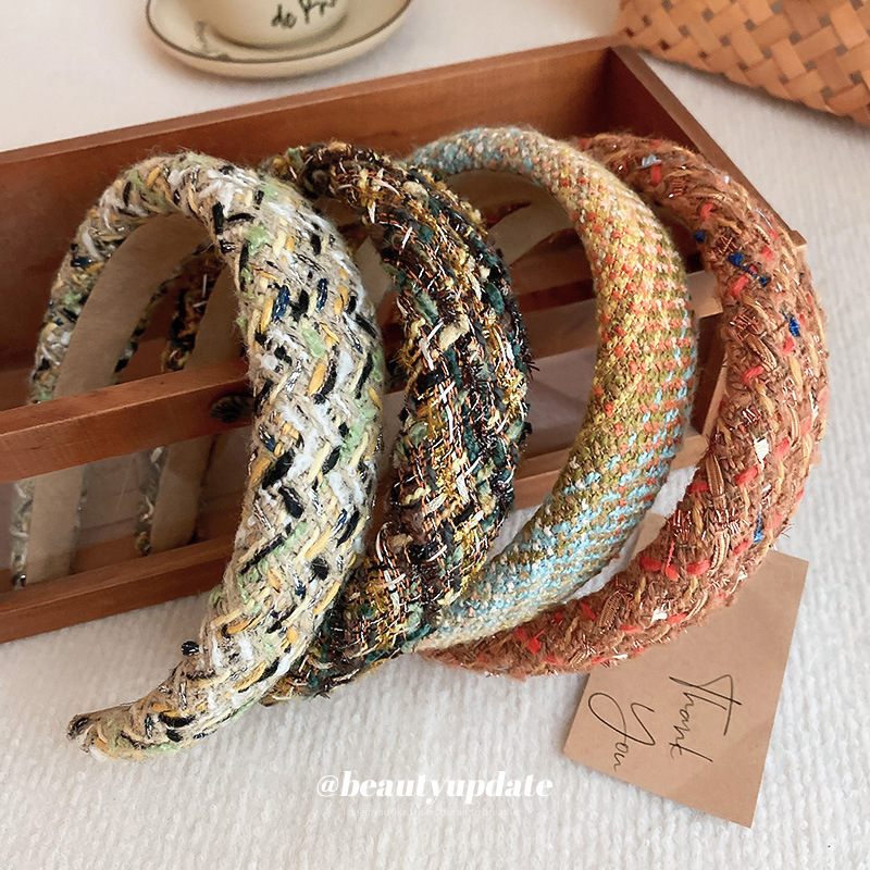 美拉德宽边椭圆缠绕毛线发箍时尚高级感压发头箍日常百搭发饰