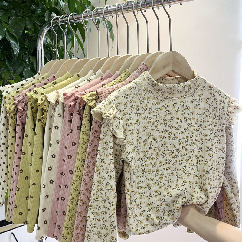 【宠粉福利】女童保暖碎花打底衫女童花边袖秋季T恤小女孩101