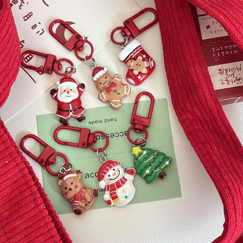 新款卡通圣诞节钥匙扣可爱麋鹿圣诞老人书包挂件搞怪钥匙扣挂件