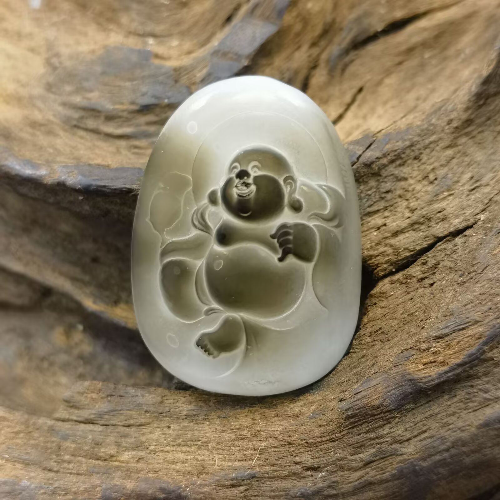手工雕刻和田玉白玉一级白佛公小吊坠（共四件经典款，请备注款式）