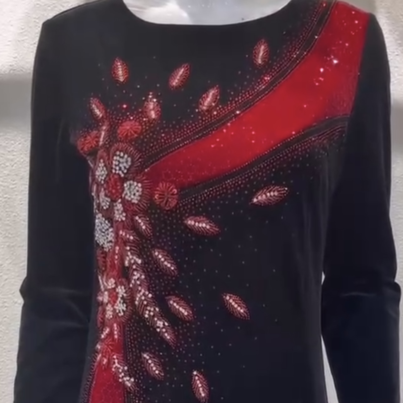 爆款进口金丝绒连衣裙春秋冬季高端大气洋气显瘦87552