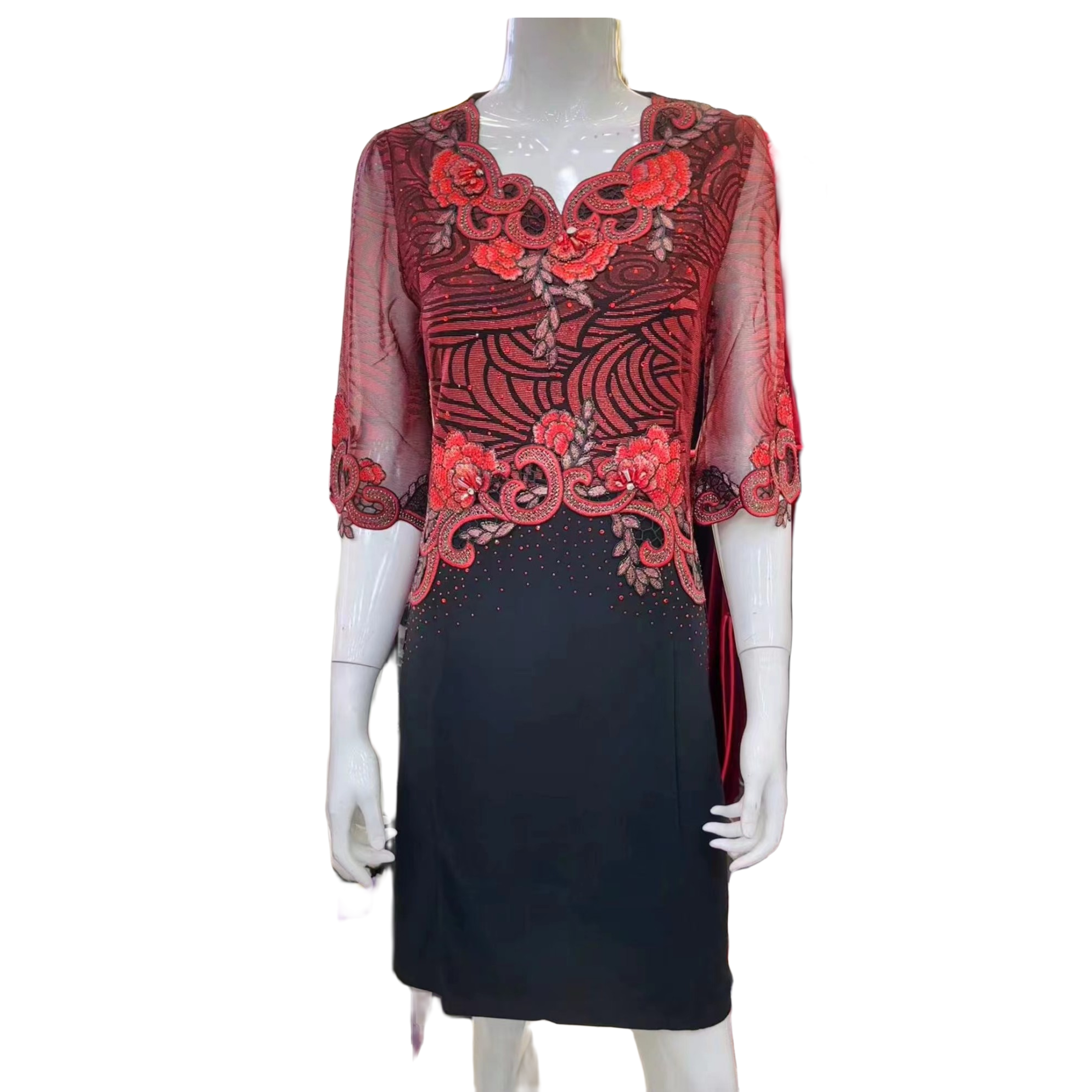 促销款秋季显瘦透气修身打底百搭喜妈妈连衣裙