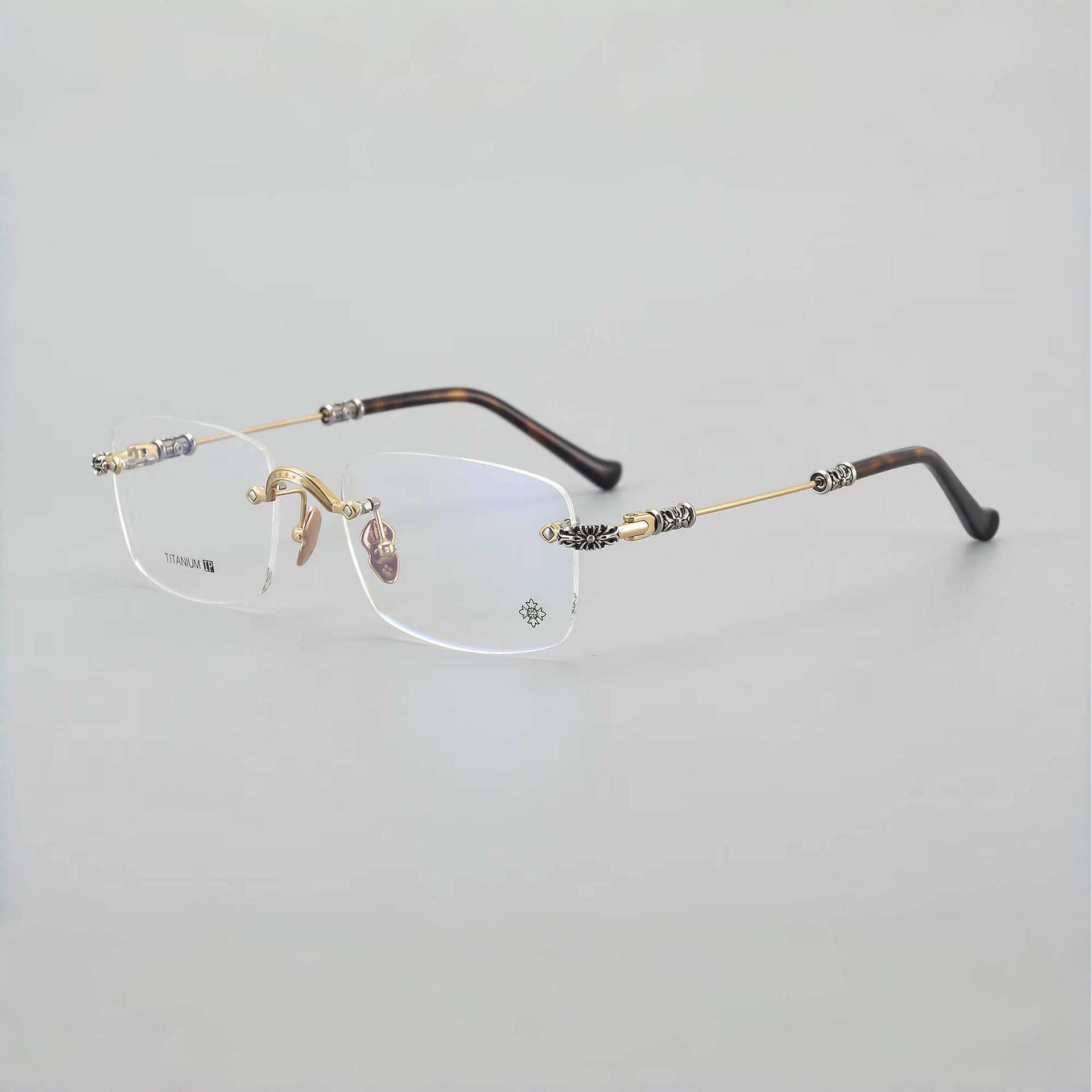 克罗芯--5813新款超轻纯钛简约无框男斯文女可配近视防蓝光眼镜框