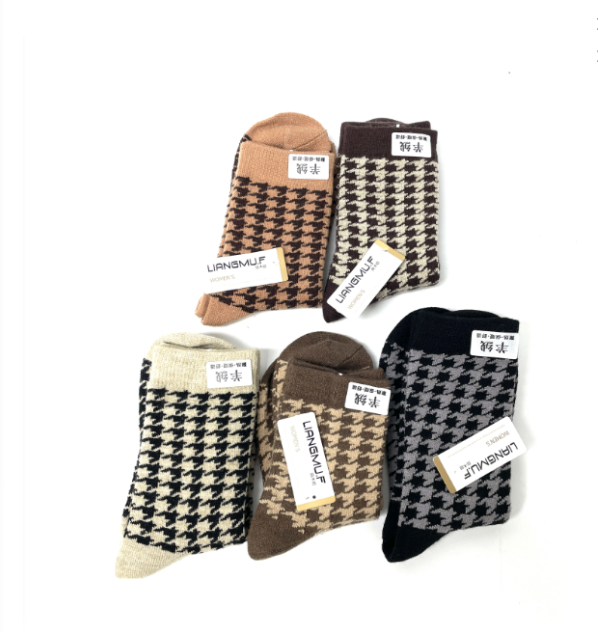 秋冬加厚女士中筒羊绒复古休闲毛袜