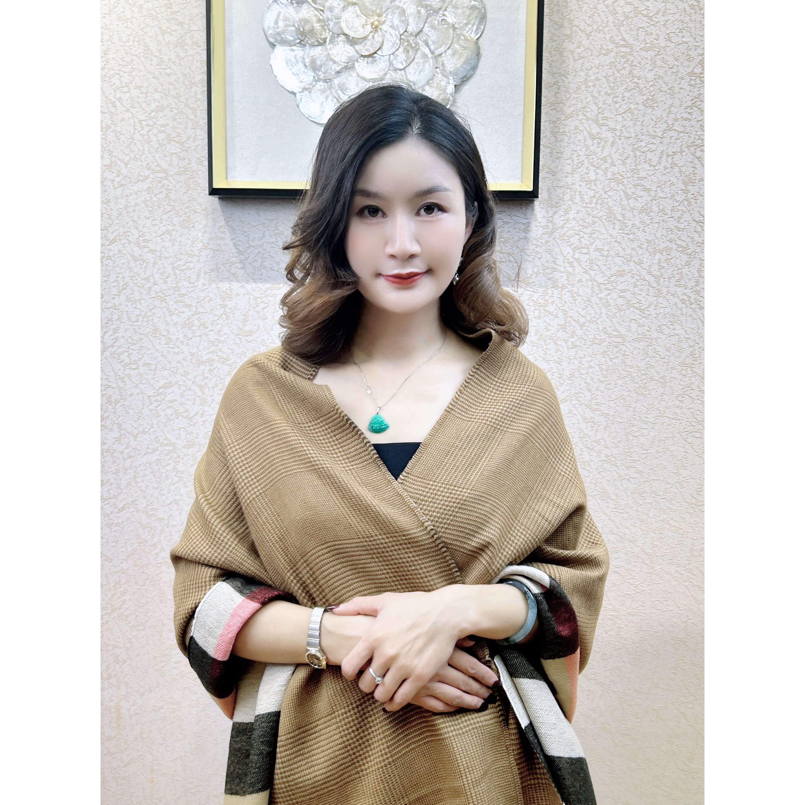 W12 L咖色渐变新款经典围巾