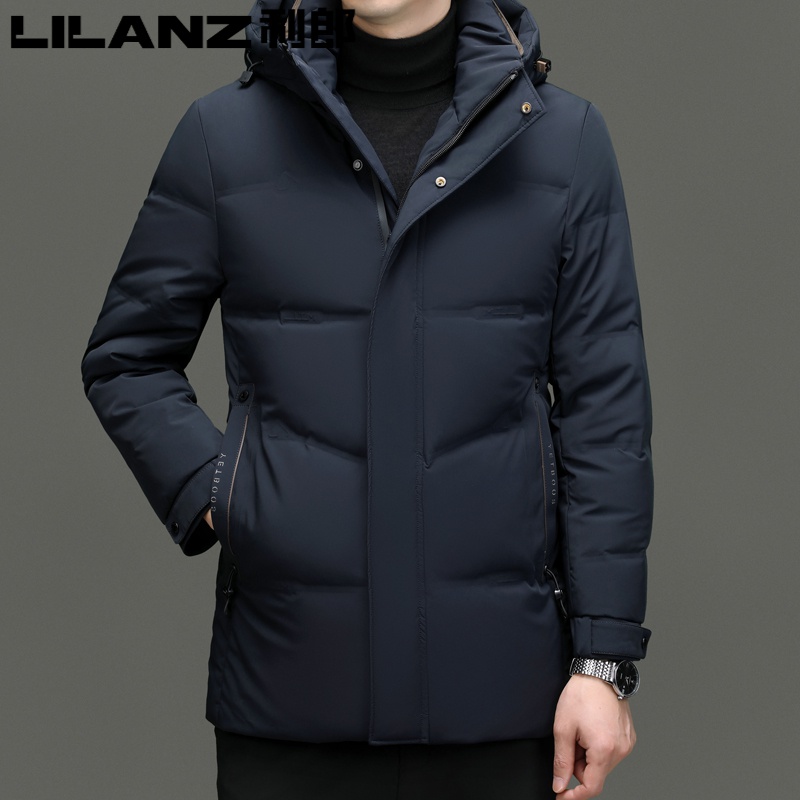 利郎男装羽绒服加厚白鸭保外潮休连卸务流可闲商套绒帽暖