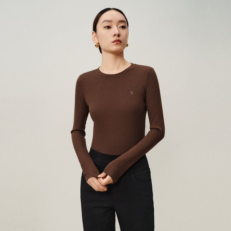 敦奴dunnu女装修身时尚百搭保暖毛衣外套新款休闲衫FT532123