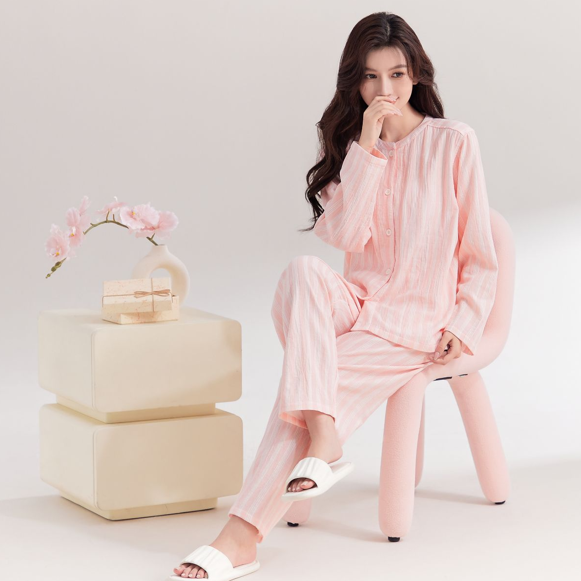 【孤品清】100%全棉A类双层纱全棉纯棉口袋春夏秋四季薄家居服睡衣