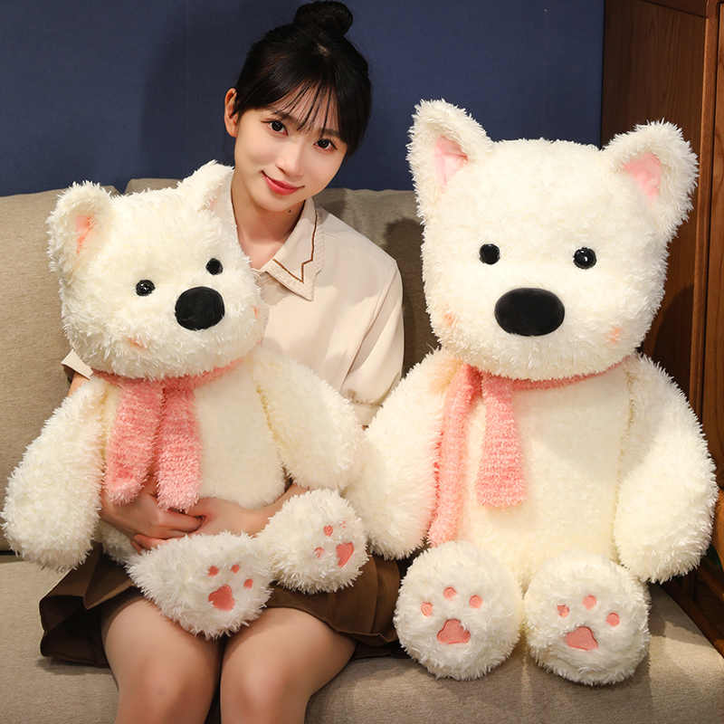 西高地围巾狗毛绒玩具公仔小狗玩偶娃娃情人节送西高地小狗玩偶