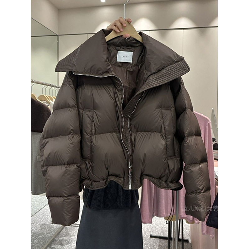 2023年冬季新款韩版时尚潮流棉服外套女翻领短款设计感面包服外套