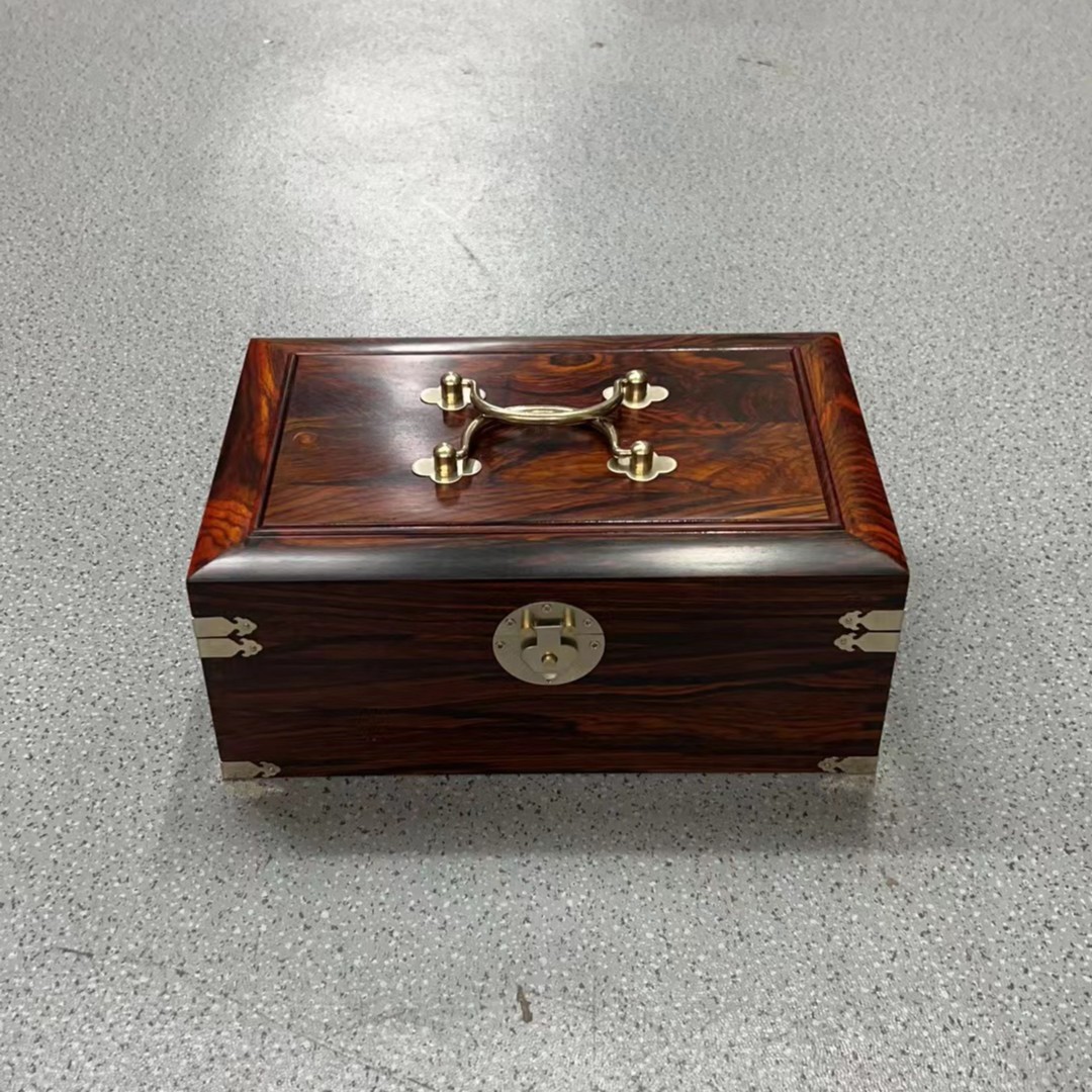 365 微凹黄檀大号双铜提首饰盒