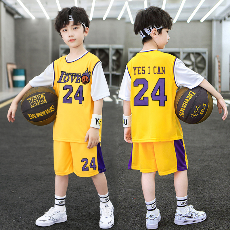 儿童夏季篮球服24号科比运动套装中大童短袖时尚透气速干衣两件套
