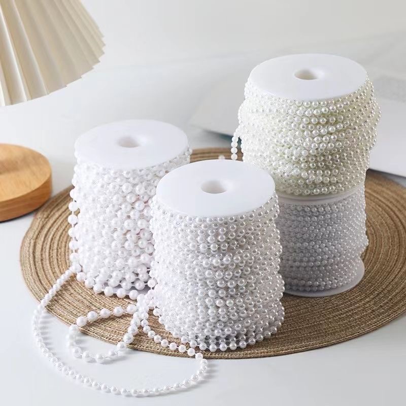 520情人节白色花艺珍珠链条长款小香风花束配饰手工diy包花材料