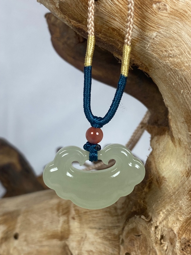 和田玉青海料精品如意锁时尚锁骨链吊坠