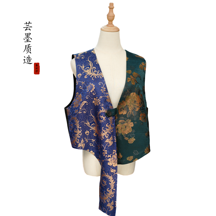 【芸墨质造】-汀云桑蚕丝宋锦设计款撞色织花马甲 国风气质时尚女款
