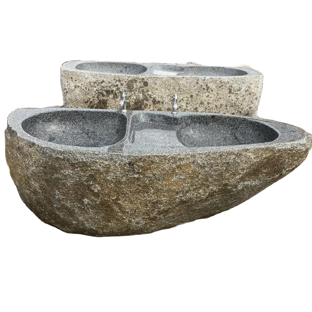 天然鹅卵石洗衣水槽一体洗手池户外中式庭院花园别墅石雕摆件