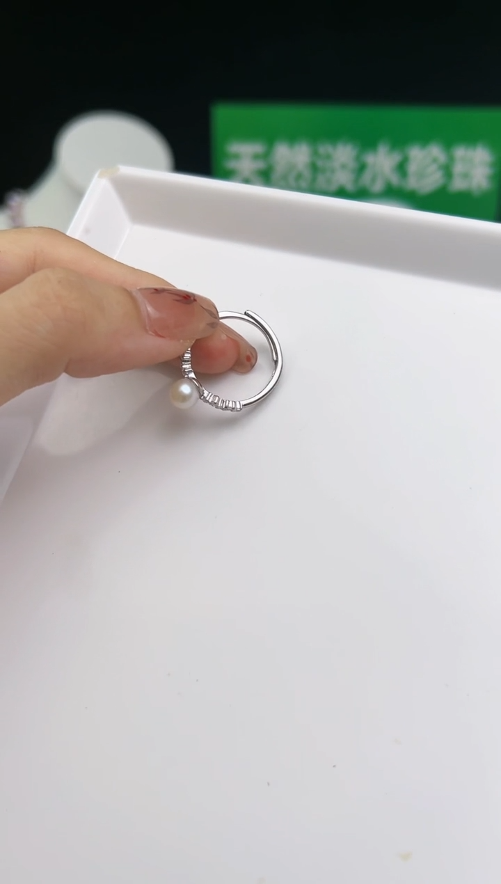 【闪购商品】淡水珍珠戒指银S925镶嵌正圆银戒指
