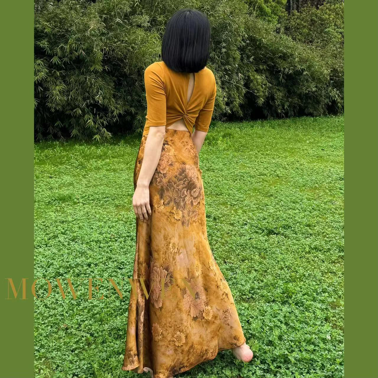 莫文文 烟雨楼 中式气质复古半身裙女夏高腰修身包臀裙显瘦鱼尾裙