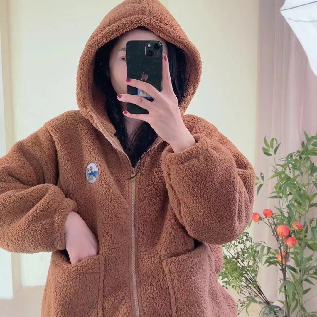 2023新款嘟嘟熊睡衣女秋冬季可外穿外套家居服套装连帽