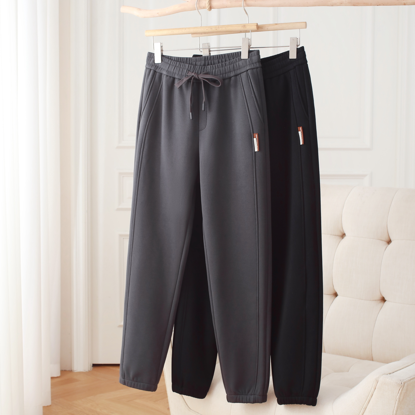 秋冬精品时尚男士保暖裤加绒加厚松紧腰宽松舒适时尚有型运动裤