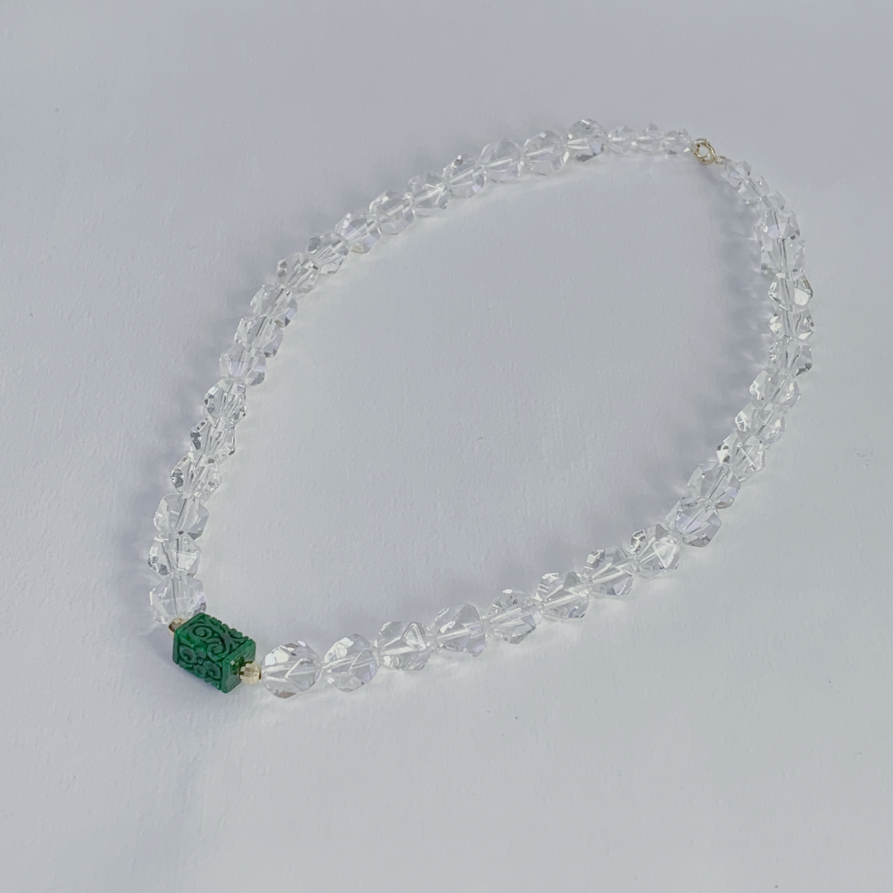 【源-流光半夏（卷草纹）】G18K翡翠水晶项链IDP11302223