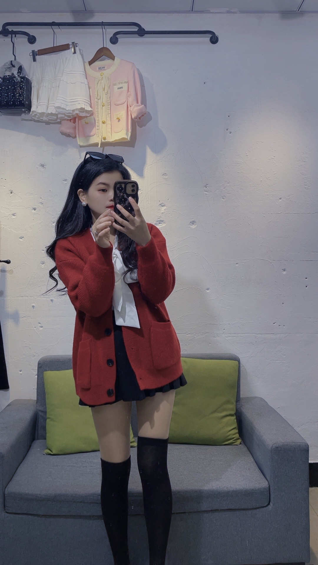 开衫毛衣女秋冬港风复古酒红色针织外套高级感超好看