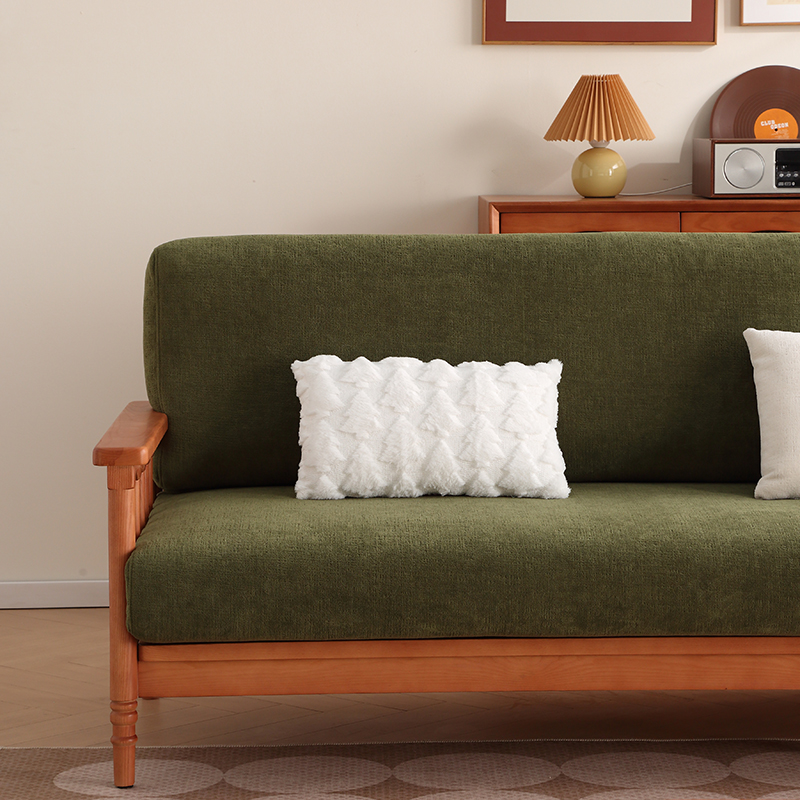 复古中古风北欧沙发客厅2024新款单双四人位复古棉麻实木沙发