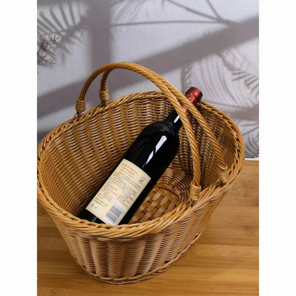 手工编织双环大提篮卖菜篮超市购物篮