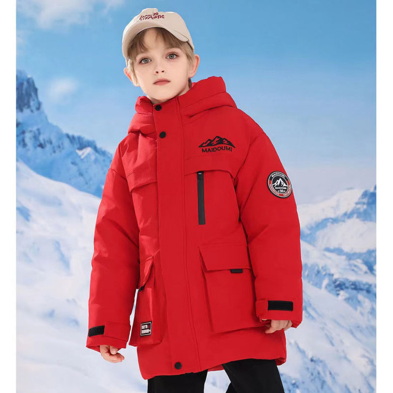 巴拉拉吧儿童羽绒服男童加厚中长款2024冬季新款女童中大童6到15