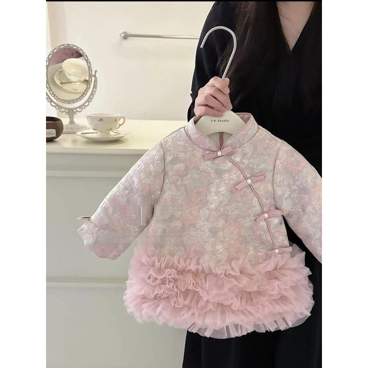 旗袍女童连衣裙唐装新款儿童婴儿中国裙子宝宝加厚洋气加绒拜年服