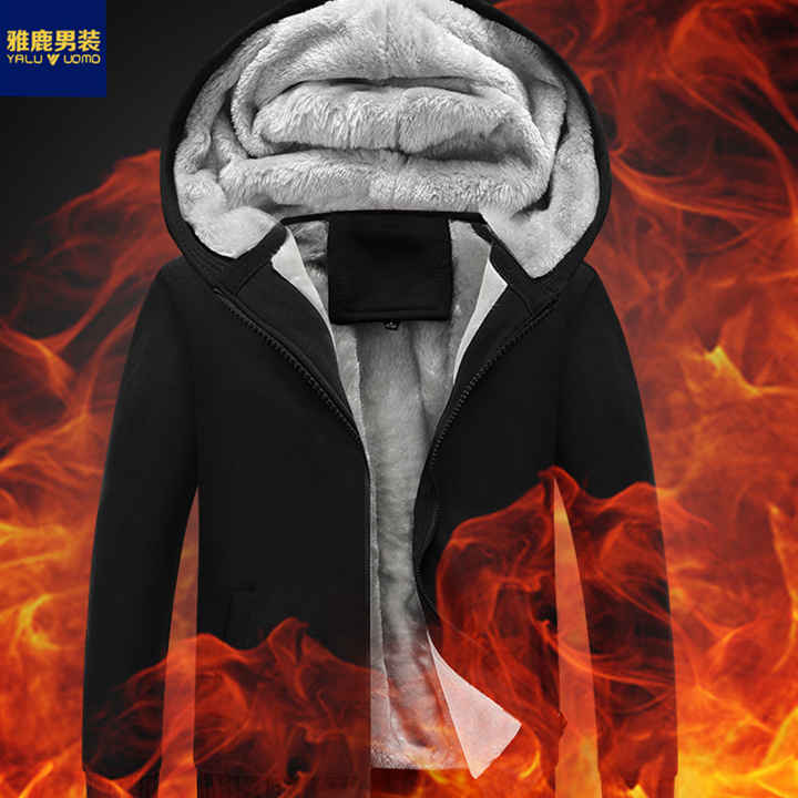 雅鹿男装2023新款卫衣男士外套秋冬季潮牌宽松男装秋冬加绒外套
