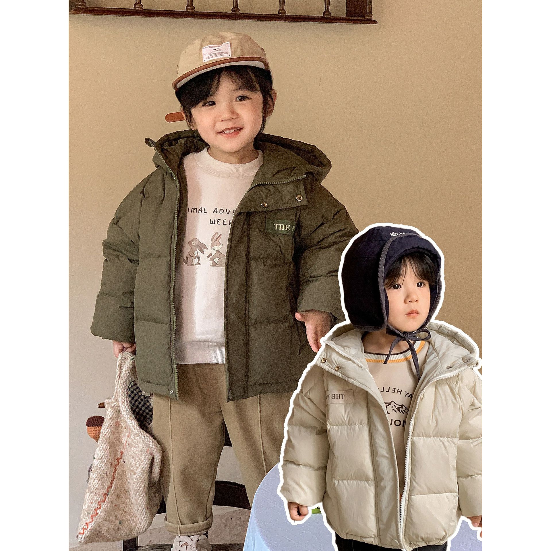儿童连帽羽绒服2023冬新款童装宝宝保暖外出服男童白鸭绒加厚外套