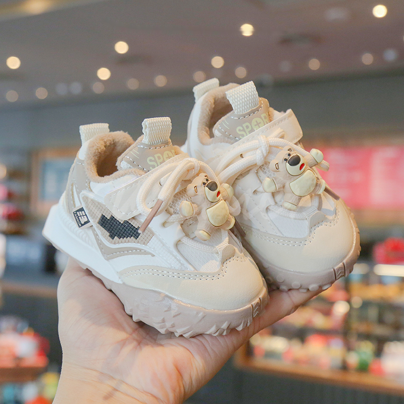 婴儿软底学步鞋冬防滑宝宝二棉运动鞋卡通魔术贴男女童鞋加绒棉鞋