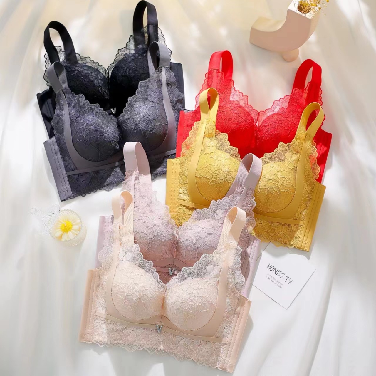 浪莎新品内衣小胸聚拢显大文胸上托收副乳舒适无钢圈爆款蕾丝胸罩