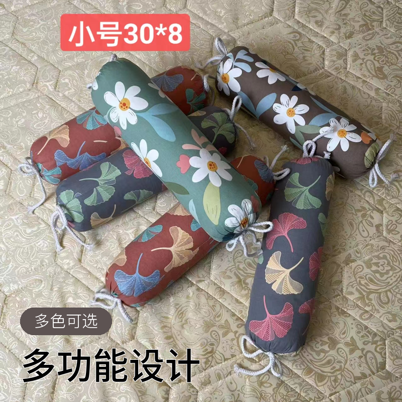 全荞麦壳填充成人小号加厚多功能圆形长条可拆颈椎枕枕头多色可选