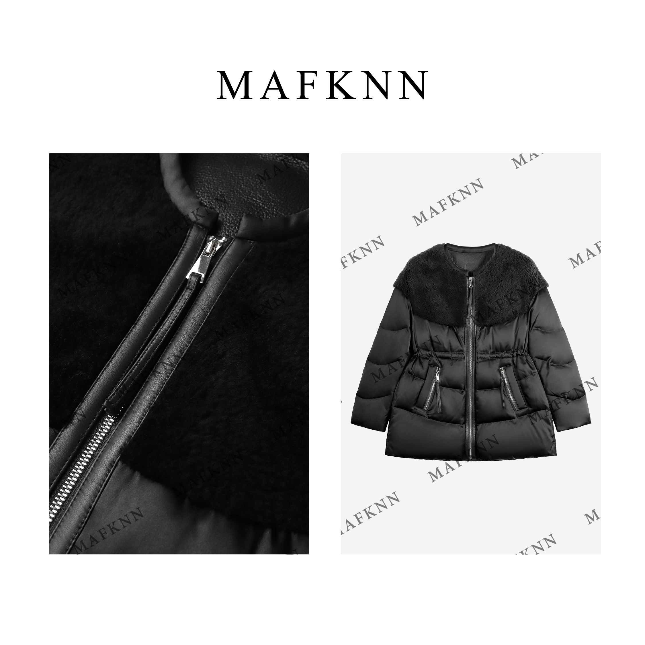 MAFKNN/玛肯时尚休闲简约纯色百搭冬季翻领保暖羽绒服MK11516