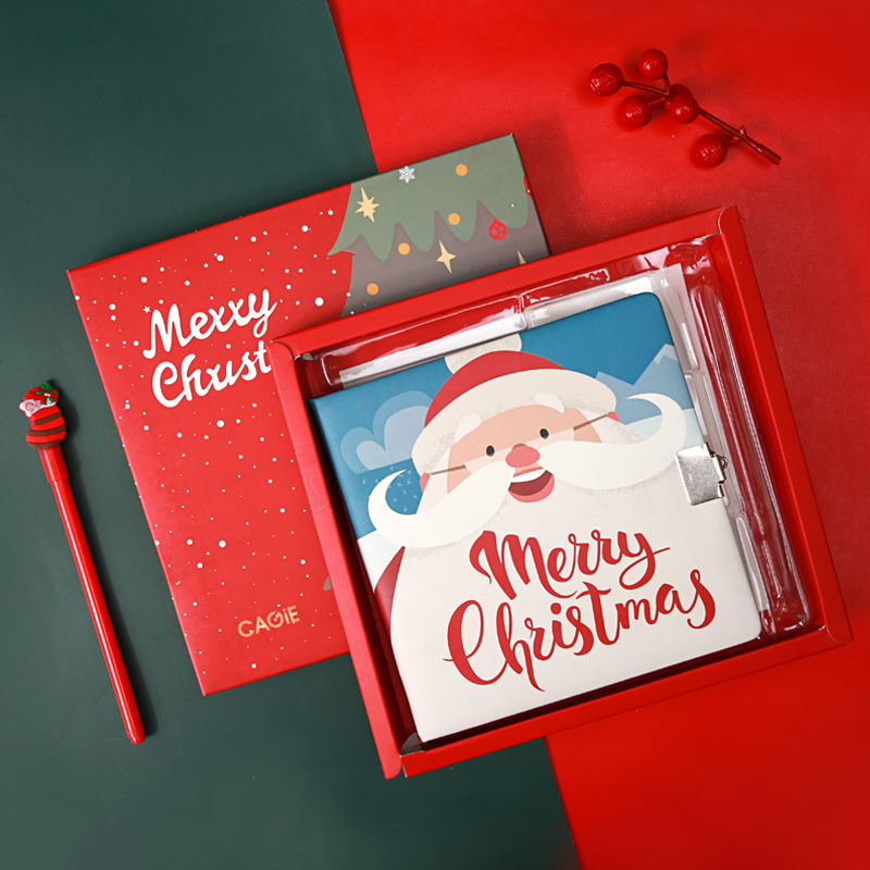 CAGIE/卡杰密码本带锁圣诞记事本少女心超厚密码锁日记本送礼套装