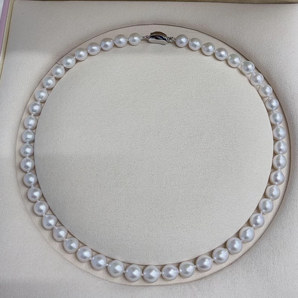7-8mm天然淡水珍珠S925银冷白极强光妈妈气质白色时尚百搭简约